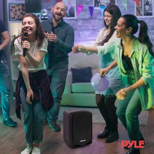 Pyle Bluetooth Karaoke PA Speaker – Portable Wireless Mic, USB/SD, Black