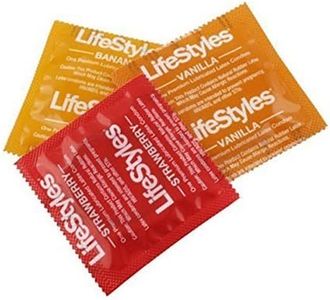 Lifestyles Luscious Flavors Assorted Variety Lubricated Latex Condoms [Variety to your love life with Sensuous Vanilla, Tropical Banana and Wild Strawberry flavored condoms] - Pack of 24