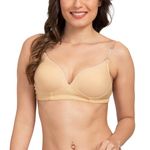 Tweens - Transparent Heavily Padded Backless Push-Up Bra - Cotton Rich - Seamless, 3/4th Coverage, Multiway Straps - T-Shirt Bra (TW-15900-SK-1PC-30B)