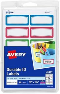 Avery Kids Durable Labels, Multi Coloured, 44 x 19 mm, 60 Labels (41441)