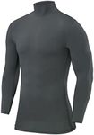 PowerLayer Men's Compression Base Layer Top Long Sleeve Under Shirt - Mock Neck - Darkest Spruce Mock Neck, XX-Large