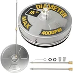 EDOU Direct Pressure Washer Surface Cleaner 15" | Stainless Steel | Heavy Duty | 4,000 PSI Max Working Pressure | Includes: 2 Pressure Washer Extension Wand Attachments