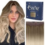 fshine Wire Hair Extensions Remy Hair 16 Inch 80 Gram Color 8 Ash Brown Fading to 60 Bleach Blonde and 18 Ash Blonde Real Human Hair Extensions with Invisible Fish Line