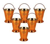 Taluka (5" x 6" inches Approx) Handmade Copper Steel Serving Bucket ||400 ml|| Dish Serving Restaurant Ware Hotel Home Pack of 6
