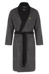 Lyle & Scott Adrian Men's Bathrobe Cosy Terry Towelling Open Pockets Eagle Logo Sizes XS-XXL Comfortable, Warm and Functional, 9787 Granite Grey/Black, L Tall