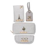 AICA Personalized Name & Charm Self-Textured Leather Wallet Womens Combo Giftset (BabyGrey)| Birthday Anniversary Wedding Gifts for Mother Mom Sister Friend