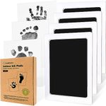 4-Pack Inkless Hand and Footprint Kit - Ink Pad for Baby Hand and Footprints - Dog Paw Print Kit,Dog Nose Print Kit - Baby Footprint Kit, Clean Touch Baby Foot Printing Kit, Handprint Kit (Jet Black, L)