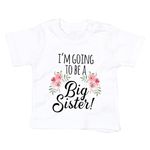 Dovitee Floral I Going to be a Big Sister Toddler Kid New Baby Announcement t Shirt (White, 3-4years)