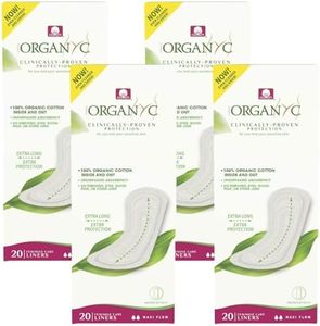 Organyc 100% Certified Organic Cotton Flat Panty Liner - Everyday Sanitary Pad, Free from Wood Pulp, Perfumes, SAP and Chemicals - Maxi Flow, 20 Count (Pack of 4)