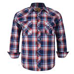 COEVALS CLUB Mens Shirts Long Sleeve Casual Push Button Plaid Suit Regular Fit Western Cowboy Pearl Snap Two Pockets Work Derss Button Up Shirts(Red & Blue #15 M)