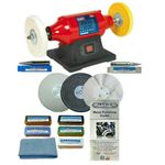 Bench Polisher Metal Polishing Machine 370W with 6" Metal Polishing Kit