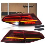 VLAND LED Tail Lights Fit for Golf 7 7.5 2013-2020, Rear Lights with Sequential Turn Signal, E-mark, Red