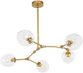 5/6/7/8/9-lights Sputnik Chandelier,Gold Hand Blow Glass Ball Pendant Lighting Adjustable/Rotatable,Metal Bracket E27 Bulb,Modern Ceiling Chendelier for Dining,Living Room,Bedroom