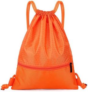 Drawstring Backpack Waterproof Drawstring Bag String Bag with Zipper Sport Pack String Tote Gym Bag Cinch Sack for Gym or Traveling, Swimming Bag for Men, Women and Children