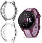 Compatible for Garmin Forerunner 165 Screen Protector with Case, Lamshaw (2+1Pack) Tempered Glass Film Full Coverage + Soft TPU Protective Case Compatible for Garmin 165 Smartwatch (Case-Black+Clear)