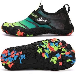 UBFEN Water Shoes for Kids Boys Girls Aqua Socks Barefoot Beach Sports Swim Pool Quick Dry Lightweight Toddler Little Big Kid B Green Yellow 7 Big Kid