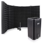 Pyle Microphone Isolation Shield, 5 Panel Acoustic Vocal Sound Dampening Noise Absorb Record Studio,1.6" Foam, Adjust Mic Depth, Removable Shock Mount, ⅝ Threaded, Podcast, Sing and Broadcast-1 set