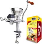 Corona Corn Grinder with Low Hopper, Grain Mill, Manual Grinder For Corn, Rice, Soybeans, Pepper, Chickpeas, Cast Iron Wheat Grinder For Domestic Use