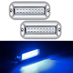 Kawell 27LED LED Underwater Boat Yacht Lights Waterproof IP68 SUS316 Stainless Steel Pontoon Marine Transom Lights for Swiming Driving Fishing 2pcs Blue Lights