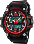 SKMEI Men's Digital Sports Watch, 50M Waterproof Military Watches LED Screen Large Face Stopwatch Alarm Wristwatch