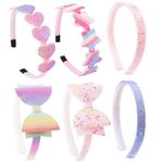 DRESHOW 6 Pack Girls Bow Headbands Glitter Kids Headband Heart Star Hairband for Toddlers Teens