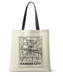 Kansas City, Missouri, USA, City Street Map Printed Natural Cotton Tote Bag