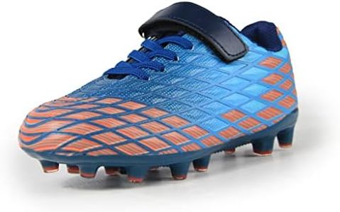 Sooneeya Kids Soccer Cleats Girls Boys Outdoor Firm Ground Athletic Turf Baseball Shoes Blue Orange Size 1.5 M US Little Kid