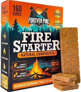 Fire Starter Cubes, 160 pcs - Long Burn & Odorless Fire Starter Squares for Cook-fire, Campfires, BBQ, Grill. Waterproof Fire Starter Kit for Camping, Survival, Fireplace, Chimney, Fire Pit