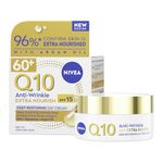 NIVEA Q10 Anti-Wrinkle 60+ Extra Nourishing Day Cream SPF15 (50ml), Deeply Restoring Anti Wrinkle Face Cream for Intense Hydration, Reduces Wrinkles and Firms Skin, Dry Skin Face Moisturiser