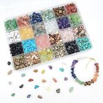 Natural Chip Stone Beads About 1500 Pcs Irregular Chakra Gemstones Healing Crystal Loose Rocks Bead Hole Drilled DIY for Bracelet Jewelry Making Kit(5-8mm, 24 Color)