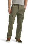 Wrangler Authentics Men's Relaxed Fit Stretch Cargo Pant, Olive, 29W x 30L