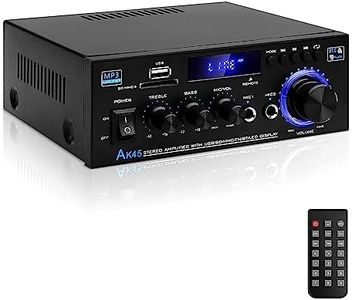 Hi-Fi Audio Amplificatore,2.0CH Bluetooth 5.0 Amplificatore di Potenza Audio,AK45 40W×2 Uscita Max 400W Ricevitore Stereo Amp per Home Theater,Altoparlante Auto W/Mic USB FM Radio