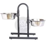 The Pets Company Dog Feeding Bowl with Adjustable Stand, Dog Elevated Diner with Stainless Steel Bowl Set, (Set of 2 Bowls with U-Stand), Medium