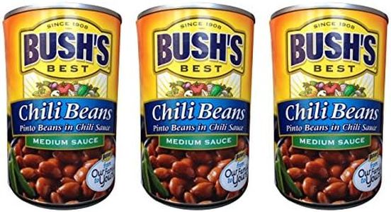 Bush's Best Chili Beans- Pinto Beans in MEDIUM sauce- (3 pack) each can is 16 ounces for a total of 48 ounces