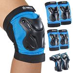 Tanden Skating Protective Gear Elbow and Knee Pads Adult, Knee Pads for Men Women Elbow Pads Wrist Guards for Roller Skating Cycling Skateboarding Blue