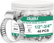 OURU 40PCS Hose Clamps Stainless Steel Adjustable 1/2"– 3/4"(13-19mm) Worm Gear Hose Clamp Kit,Small Metal Hose Clamps Set for Automotive,Plumbing,Intercooler,Pipe,Fuel Line Radiator Clamps