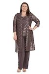 R&M Richards womens 3 Pc Plus Size Sequined Pants Set, Fig, 20 Plus