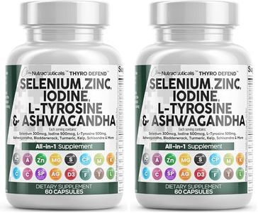 Clean Nutra Selenium 300mcg Iodine 500mcg Thyroid Support for Women & Men | L Tyrosine 500mg Ashwagandha Supplement Bladderwrack, Turmeric, Kelp, Schisandra Zinc Pills Capsule Supplements (Pack of 2)
