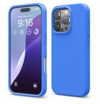 LIRAMARK Liquid Silicone Soft Back Cover Case for Apple iPhone 16 Pro (6.3 inch) (Oriental Blue)