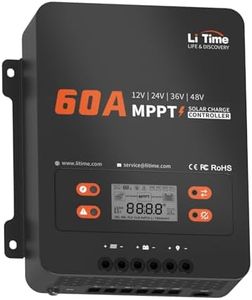 LiTime 60 Amp MPPT 12V/24V/48V Solar Charge Controller , DC Input Parameter Adjustable LCD Display & LED Indicators(No Build-in Bluetooth)