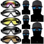 immoono 10 Packs Motorcycle Accessories, 5PCS Dirt Bike Ski Goggles Dustproof Windproof Safety Glasses and 5PCS Face Masks