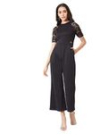 Miss Chase Women's Black Solid Lace Jumpsuit(MCAW19D08-49-62-04,Black,Medium)