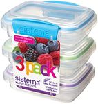 Sistema Klip It Accents Collection Food Storage Containers 6.7 Ounce/.8 cup each, Set of 3, Assorted Colors,Blue/Green/Purple