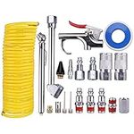 WYNNsky Air Compressor Accessory Kit, 1/4" NPT Air Tool Kit w/1/4"x25Ft Coil Nylon Hose /Blow Gun/ Tire Gauge - 20 Piece