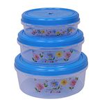 Kuber Industries Plastic 3 Pieces Food Saver Container Set 1000, 2000 and 3000 ML (Blue) -CTLTC12624