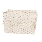 Coquette Makeup Bag Large Quilted Makeup Bag Cosmetic Bag Travel Bags for Women Quilted Cosmetic Pouch Coquette Aesthetic Floral Makeup Bag Toiletry Bag