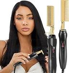 Electric Hot Comb, Hair Straightener for Wig, 3 Grades Temperature Straightening Brush for Thick Afro Hair, Beard, Hot Anti-Scald Portable Curling Flat Iron, Salon for Home