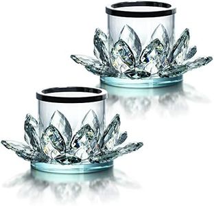 Clear Lotus Hurricane Candle Holder Flower Candle Tealight Holder Candlestick, Set of 2 Votive Candle Holder