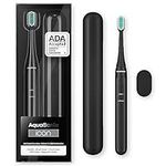 Aquasonic Icon ADA-Accepted Rechargeable Toothbrush | Magnetic Holder & Slim Travel Case | 2 Brushing Modes & Smart Timers | Modern & Convenient (Onyx)