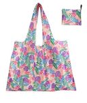 MOMISY Designer Pattern Reusable and Foldable Shopping Bag/Tote Hand bag/Travel Bag/Grocery Bag | Heavy Duty, Eco Friendly | Compact, Lightweight and Convenient (Colourful Leaves)